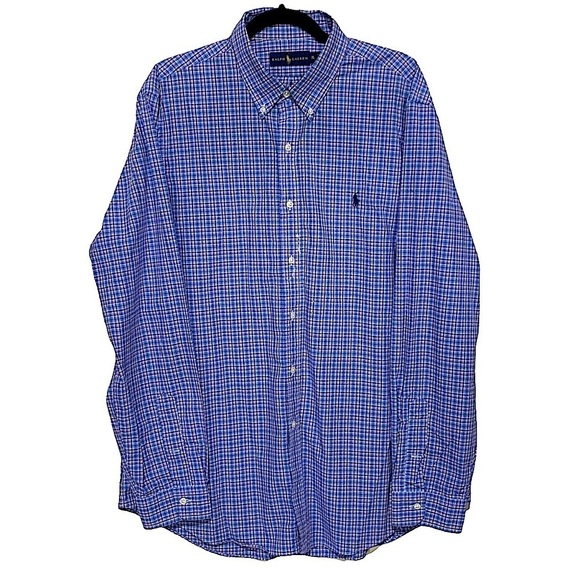 RALPH Lauren Blue Plaid Button Down Shirt Size XL - Picture 1 of 6